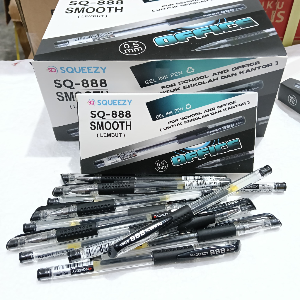 

SQUEEZY SQ888 PENA GEL PEN CAIR 0,5 MM HITAM MATA KECIL