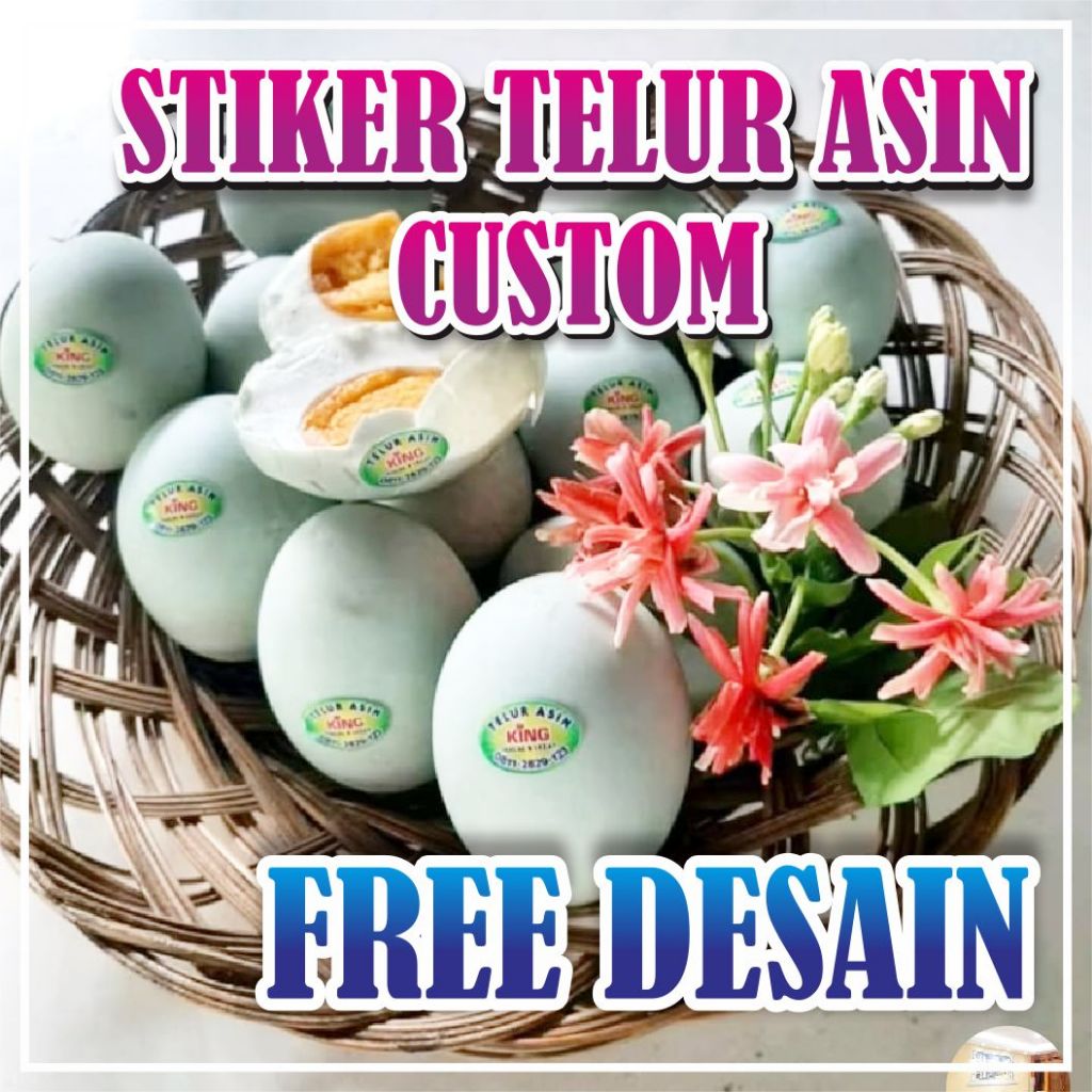

PAKET STIKER LABEL TELUR ASIN CUSTOM MURAH BERKUALITAS GRATIS DESAIN