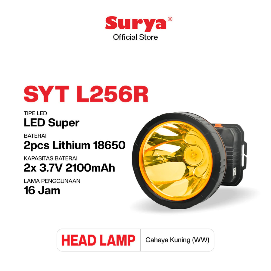 Senter Kepala LED Surya SYH L256R Rechargeable Cahaya Kuning