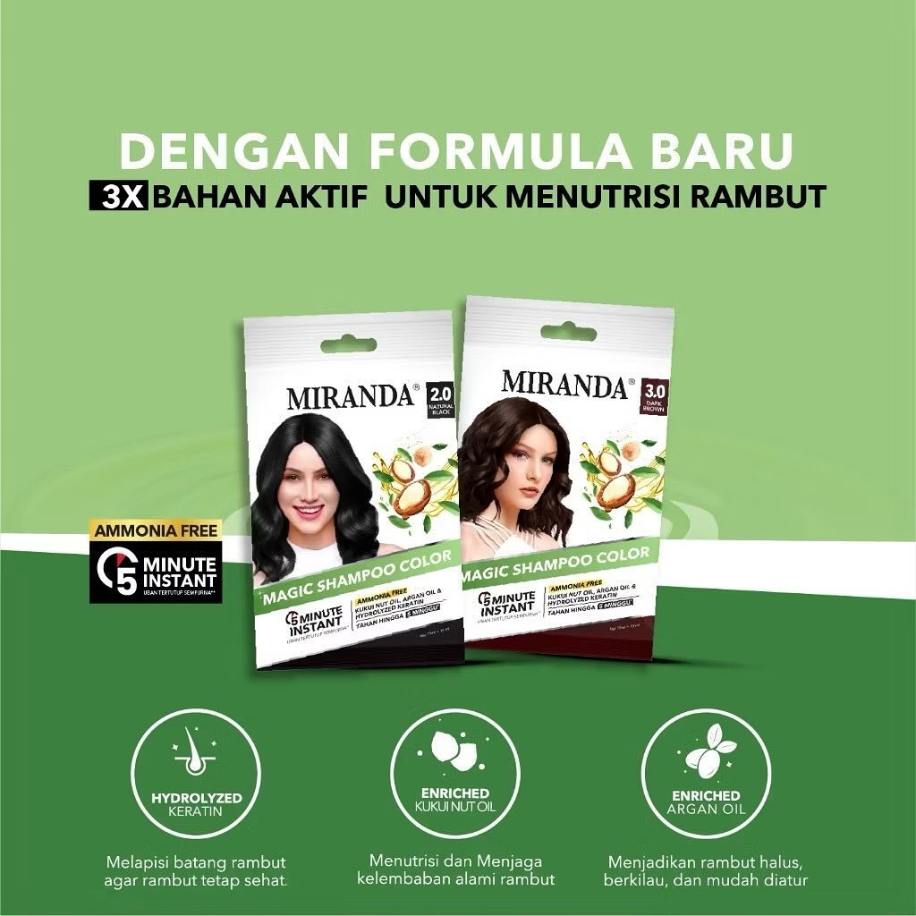 Miranda Magic Shampoo Color Sachet/Pewarna Rambut Instan