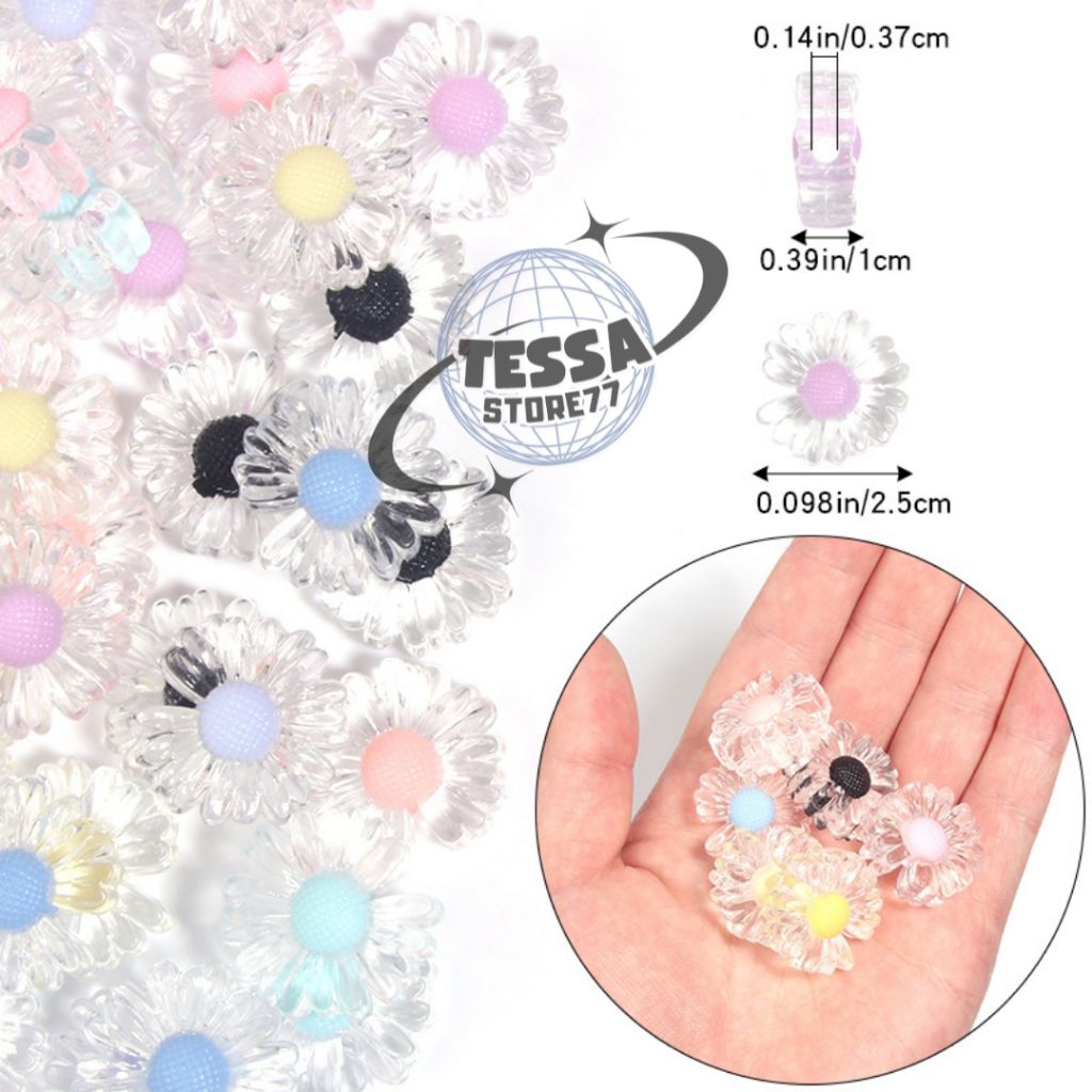 Manik Akrilik Bening Bunga Matahari (3pcs )