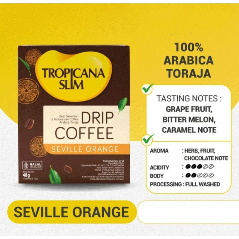 

[oddsolshop] pekanbaru/Tropicana Slim Drip Coffee Seville Orange 48GR Arabica Toraja Kopi & Jeruk