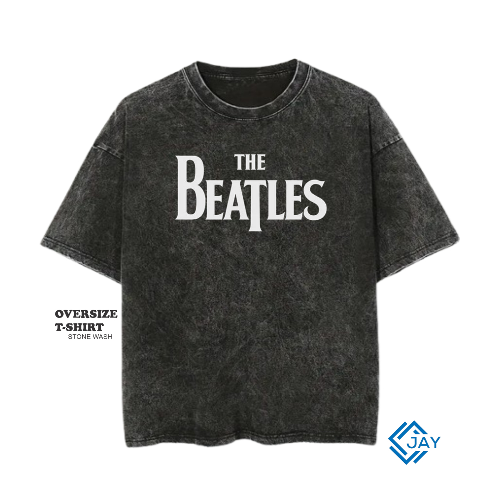 KAOS OVERSIZE WASHED THE BEATLES COTTON COMBED 24S  / KAOS WASHED HITAM PRIA WANITA /KAOS POLOS PRIA