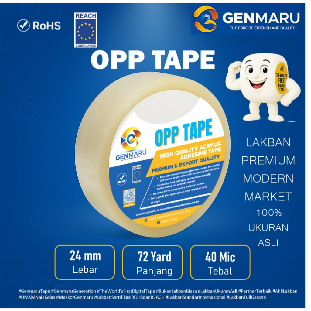 

Genmaru tape lakban isolasi 24 mm x 72 Y Lakban Premium