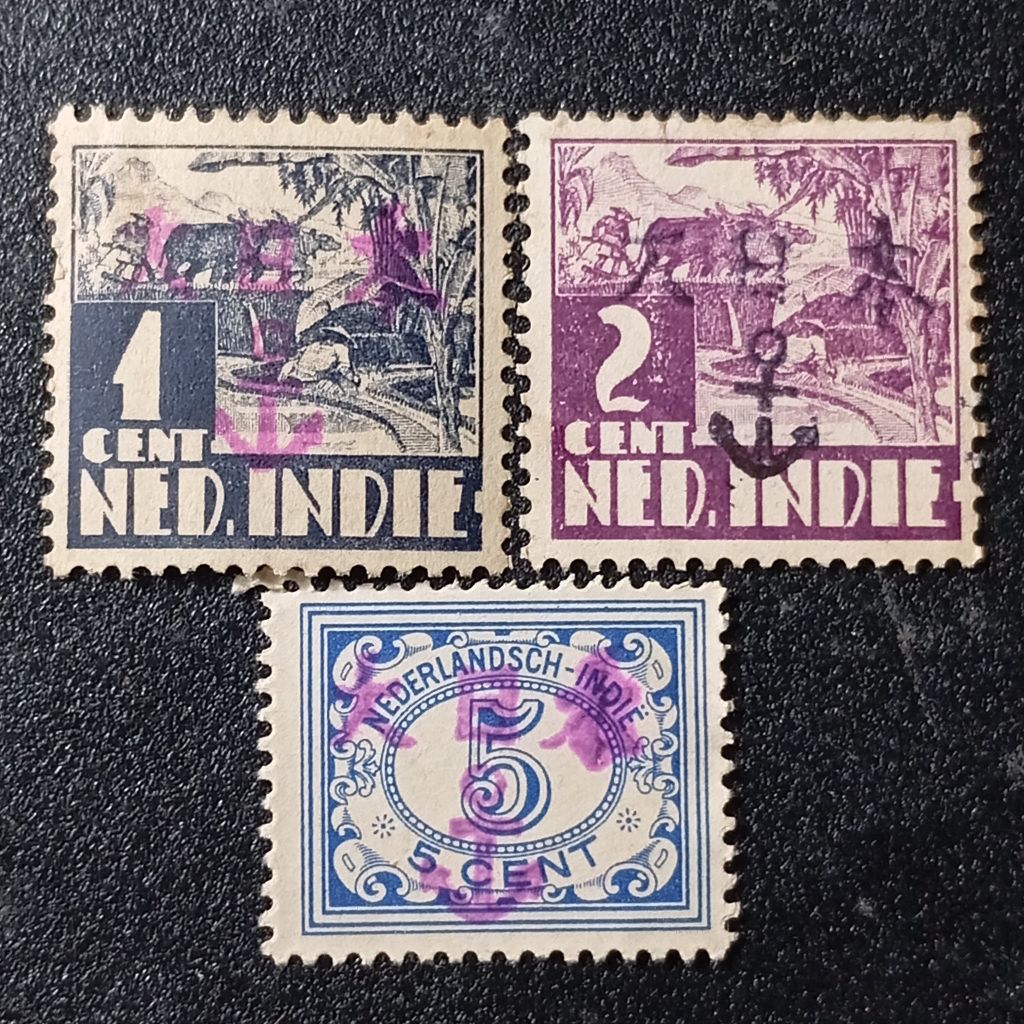 

Prangko Ned Indie Cetak Tindih Jangkar Kependudukan Jepang 3v