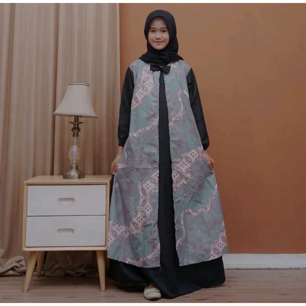 Gamis anak Perempuan Kombinasi Batik Usia 7-14 tahun