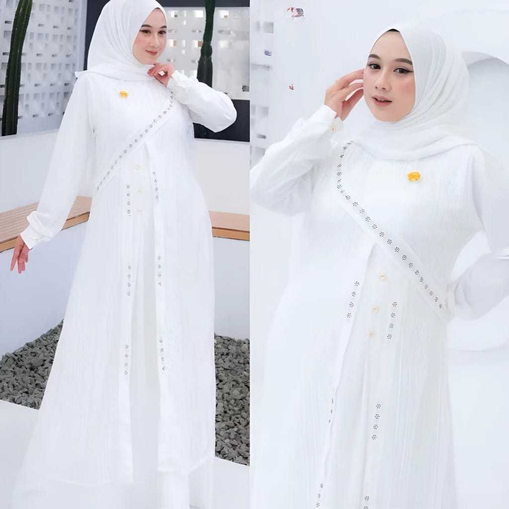 Gamis Wanita Elegan Mewah Zalfa Dress Free Hijab Pashmina Gamis Jumbo Pesta Kondangan Brukat