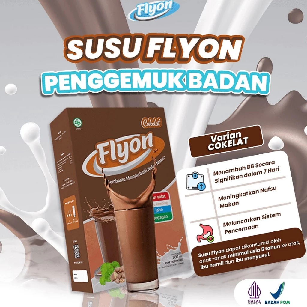 

Diskon!!! Susu FLYON Susu Penggemuk Badan Rasa Coklat Menambah Nafsu Makan
