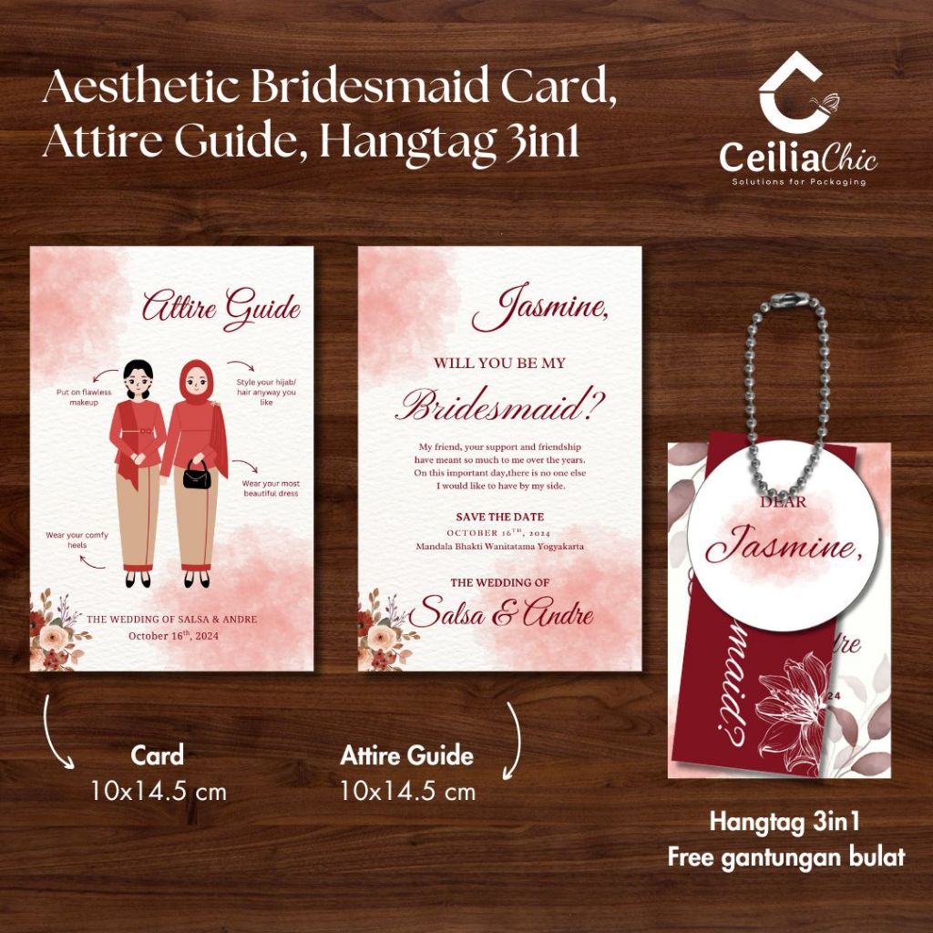 Bridesmaid Card / Attire Guide Card / Kartu Bridesmaid