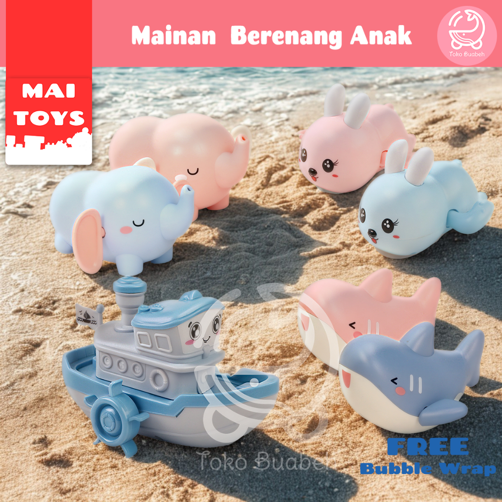 Mai Toys Mainan Air Berenang Bentuk Gajah Hiu Kelinci Perahu Anak Bayi Untuk Mandi Bahan Plastik