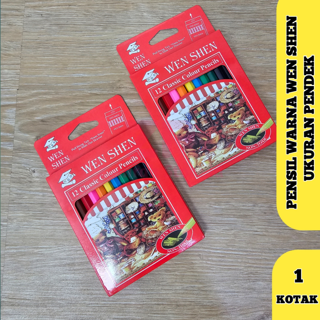 

( 1 PACK ) Pensil Warna Pendek WEN SHEN 12 Warna Berkualitas