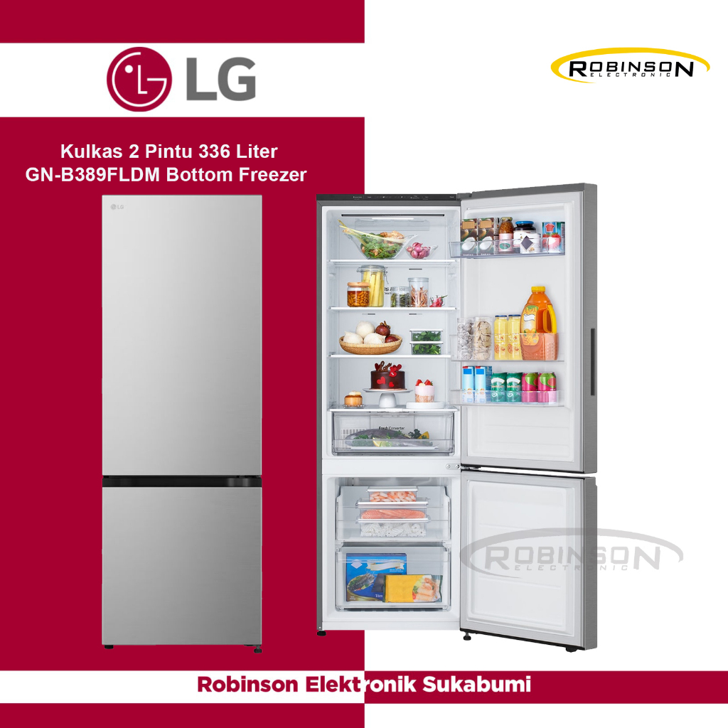KULKAS LG 2 PINTU  GNB389FLDM BOTTOM FREEZER