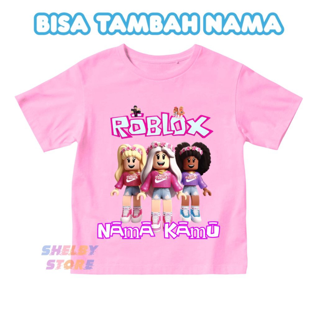 Shelby Store Kaos Anak Perempuan Motif Roblox Skate Girls Free Bisa Tambah Nama
