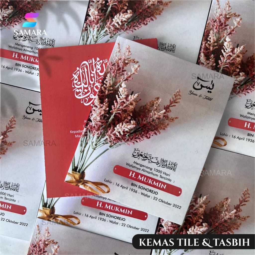 Buku Yasin dan tahlil custom Souvenir tahlilan lengkap foto almarhum 40 hari 100 1000 hari IRIS 9