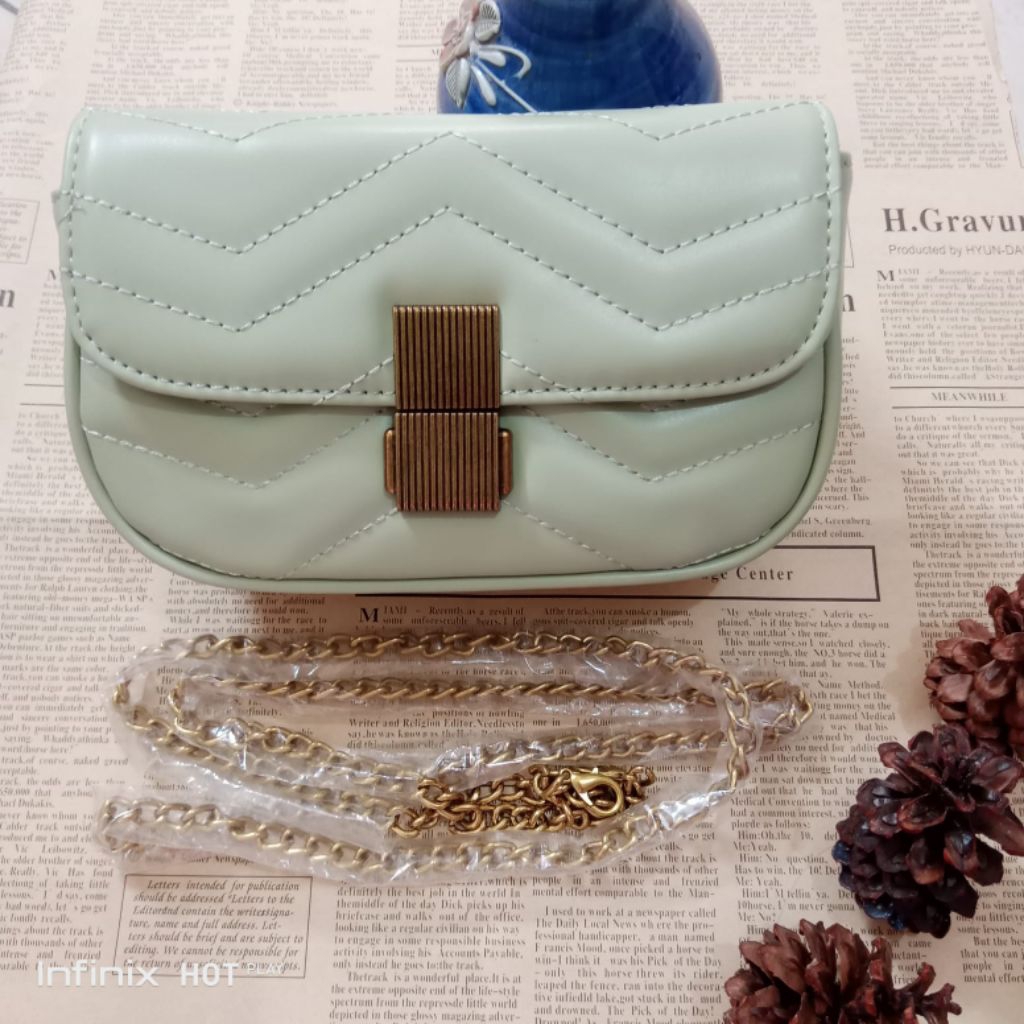 Tas Selempang Wanita Kulit Rantai Tas HP Minibag Messenger Luxury