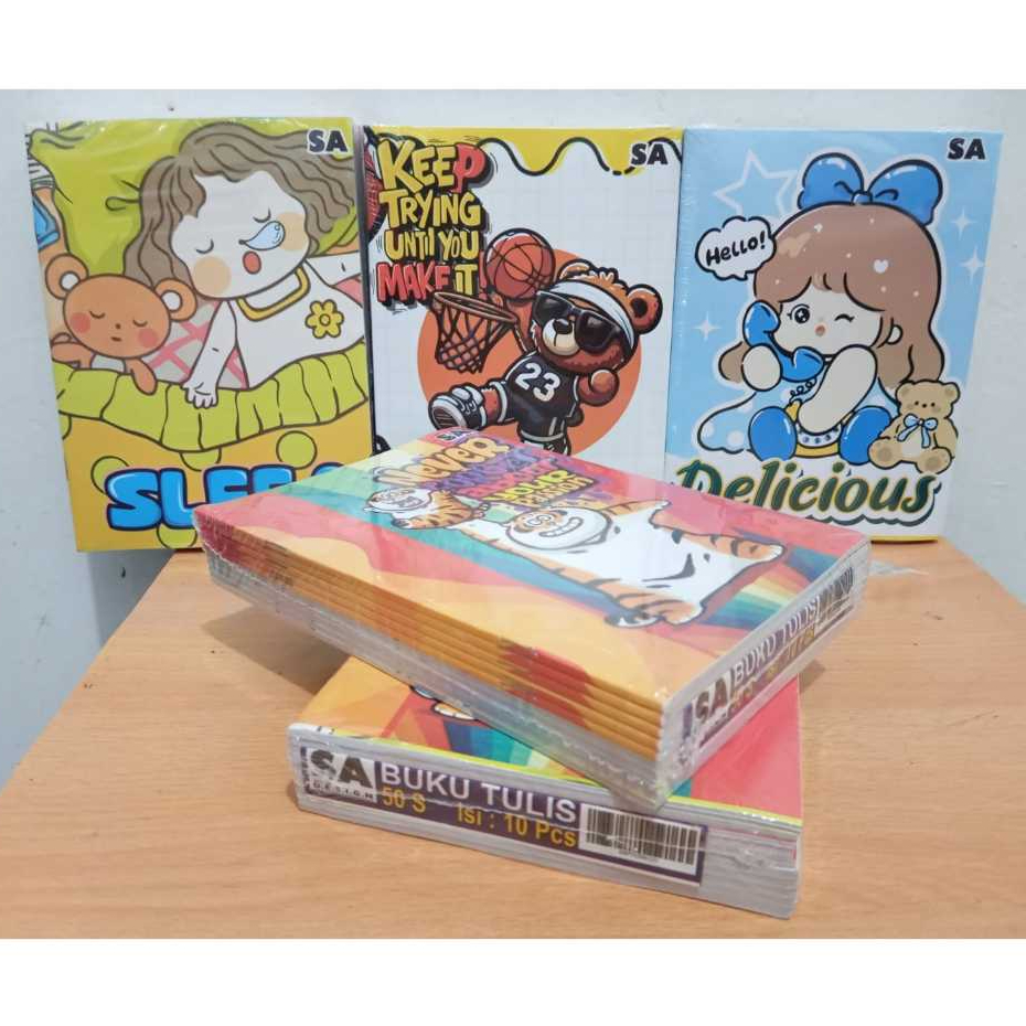 

BUKU TULIS SA ISI 50 LEMBAR PENDEK 1PACK ISI 10PCS MOTIF RANDOM