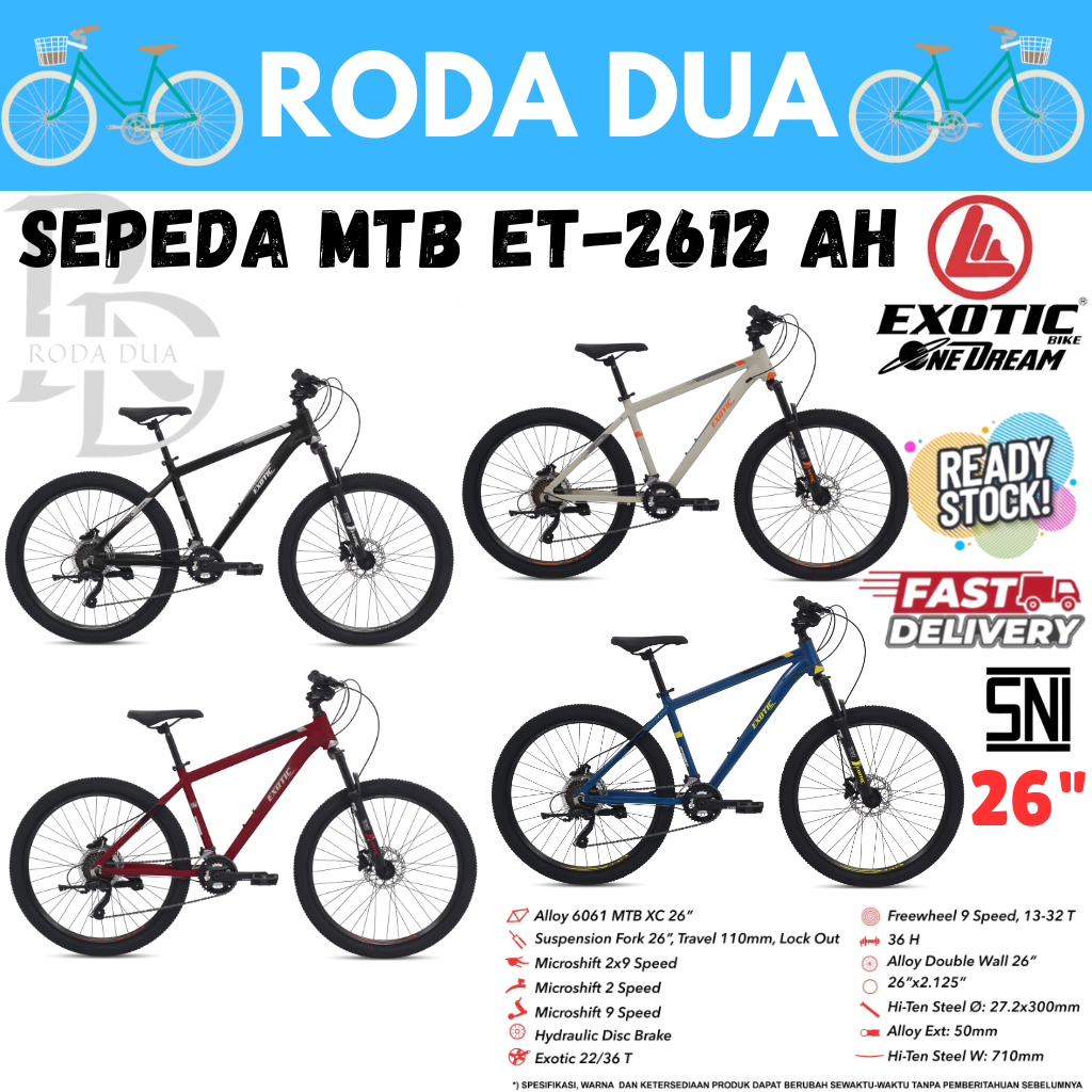 SEPEDA GUNUNG MTB 26" EXOTIC 2612 AH 9 SPEED