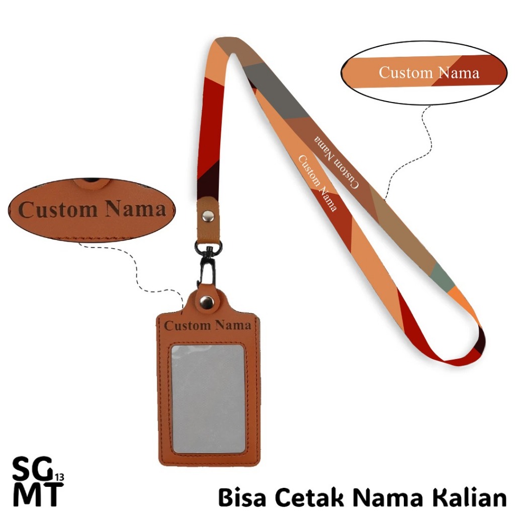 

Id Card Custom + Lanyard Kulit - Bisa Satuan dan Custom Nama Maroon - Id Card Holder Leather