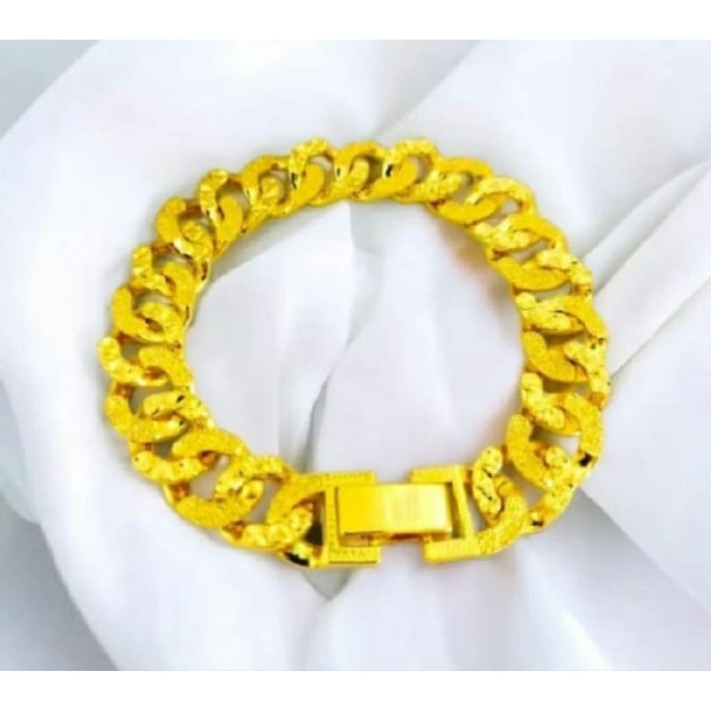 Gelang model rantai wanita dewasa asli titanium berlapis emas 24k