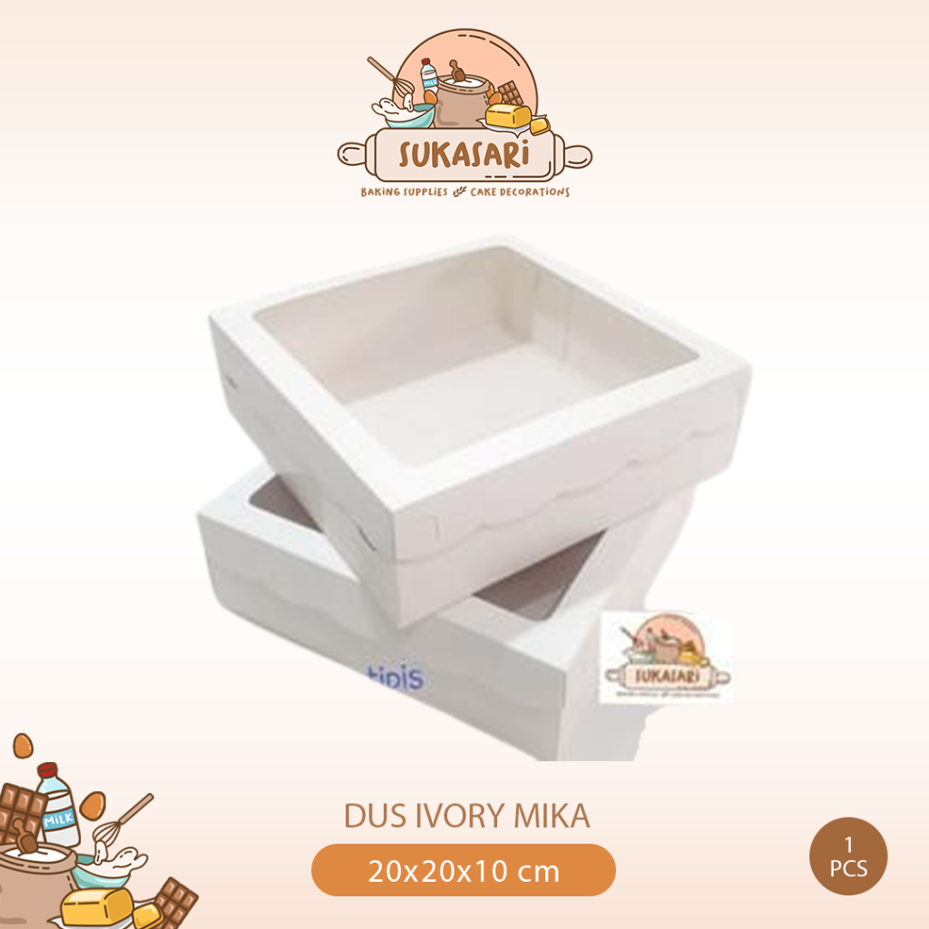 Dus ivory Mika 20x20x10 Cake Box dus Kue Putih ekonomis cake box