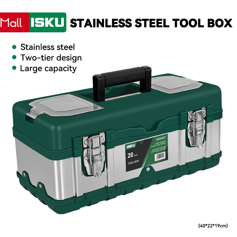 ISKU Tool box Besar 20 Inch Box Alat Perkakas Tool Box Bahan Stainless Steel Kotak Perkakas