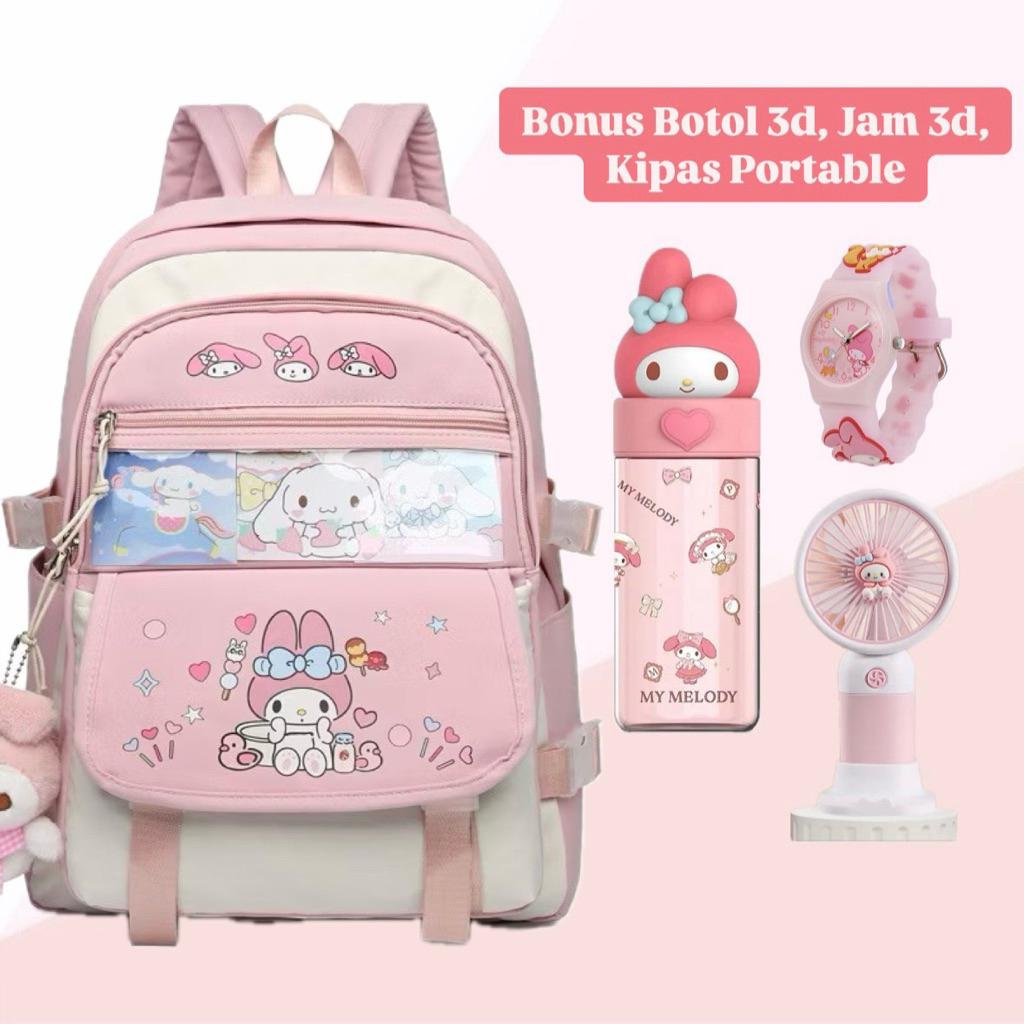 MINISO TAS RANSEL ANAK TERBARU KUROMI CUTE TAS FASHION CEWEK SEKOLAH TAS RANSEL ANAK PEREMPUAN SD SM
