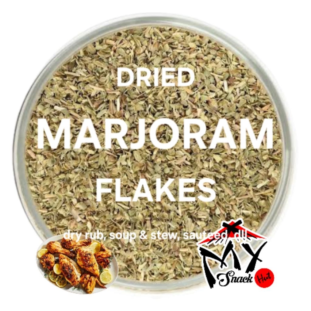 

DRIED MARJORAM FLAKES 100GR DAUN HERB HERBAL KERING MARJOLAINE ALMORADUJ MARWA MARUVA AMARAKON LEAF
