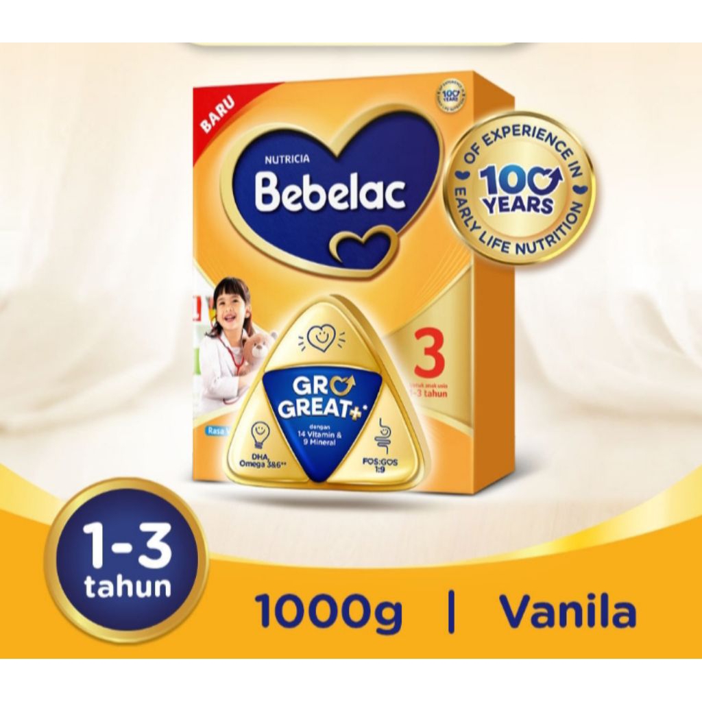 

bebelac3 grogreat + susu bubuk pertumbuhan anak madu &vanilla 1000gr