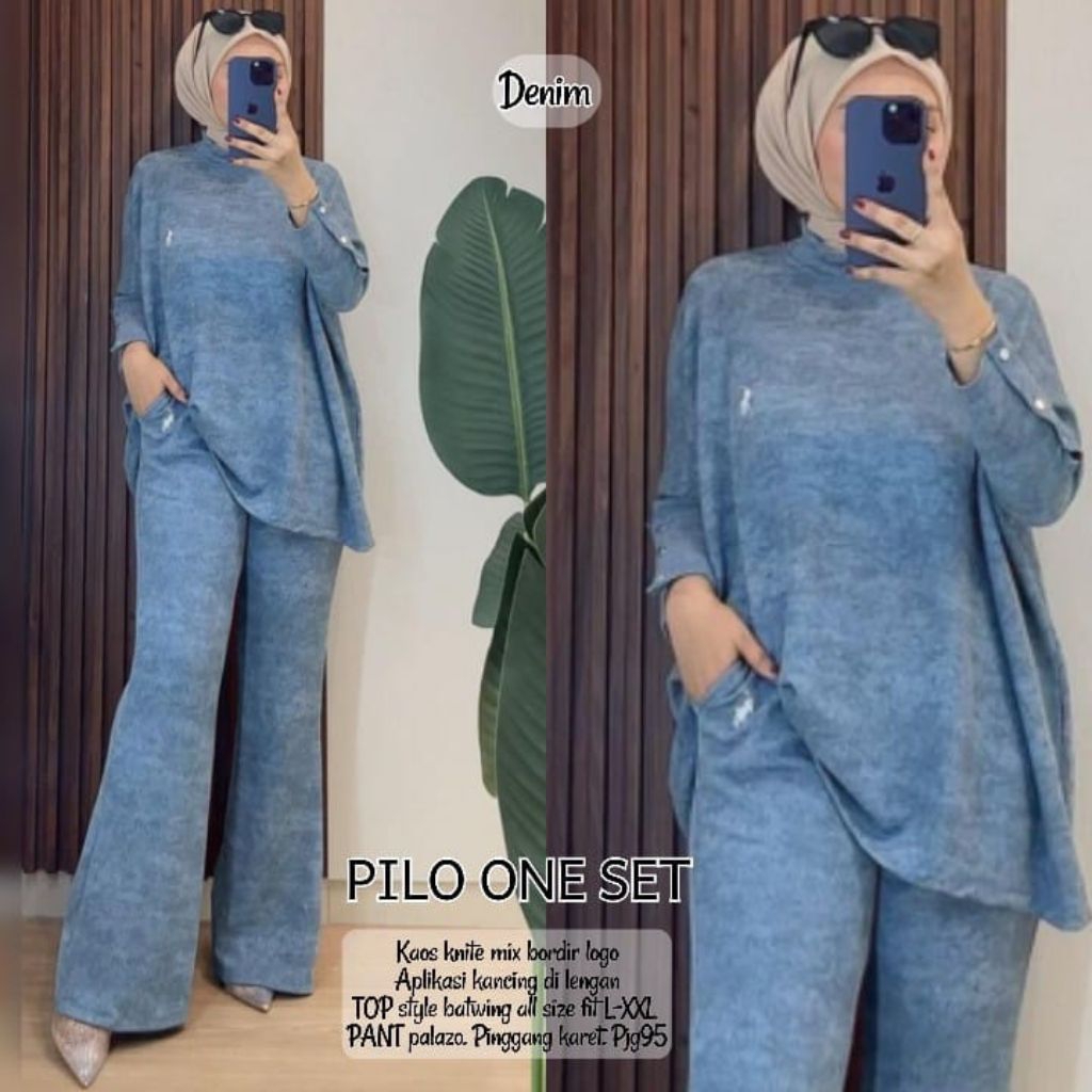 PILO ONE SET | setelan kaos knit | one set wanita