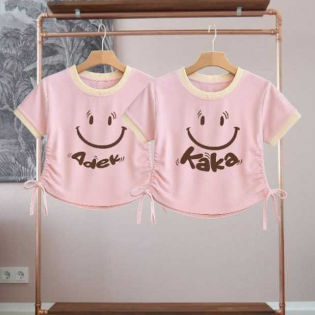 Baju Kembaran Anak Perempuan "Kaka & Adek" | Kaos Couple Lucu Adik Kakak | Baju Anak Perempuan Kemba