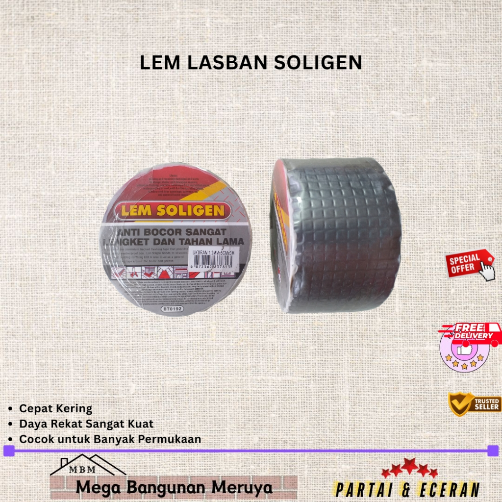 Lem Seng / Lem Talang / Lem Anti Bocor / Tambal Seng Soligen / Lakban Genteng / Lakban Atap