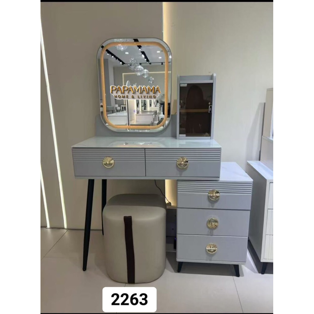 Meja Rias Import Polos Cermin -  LED Touchscreen Dressing Table - Medan