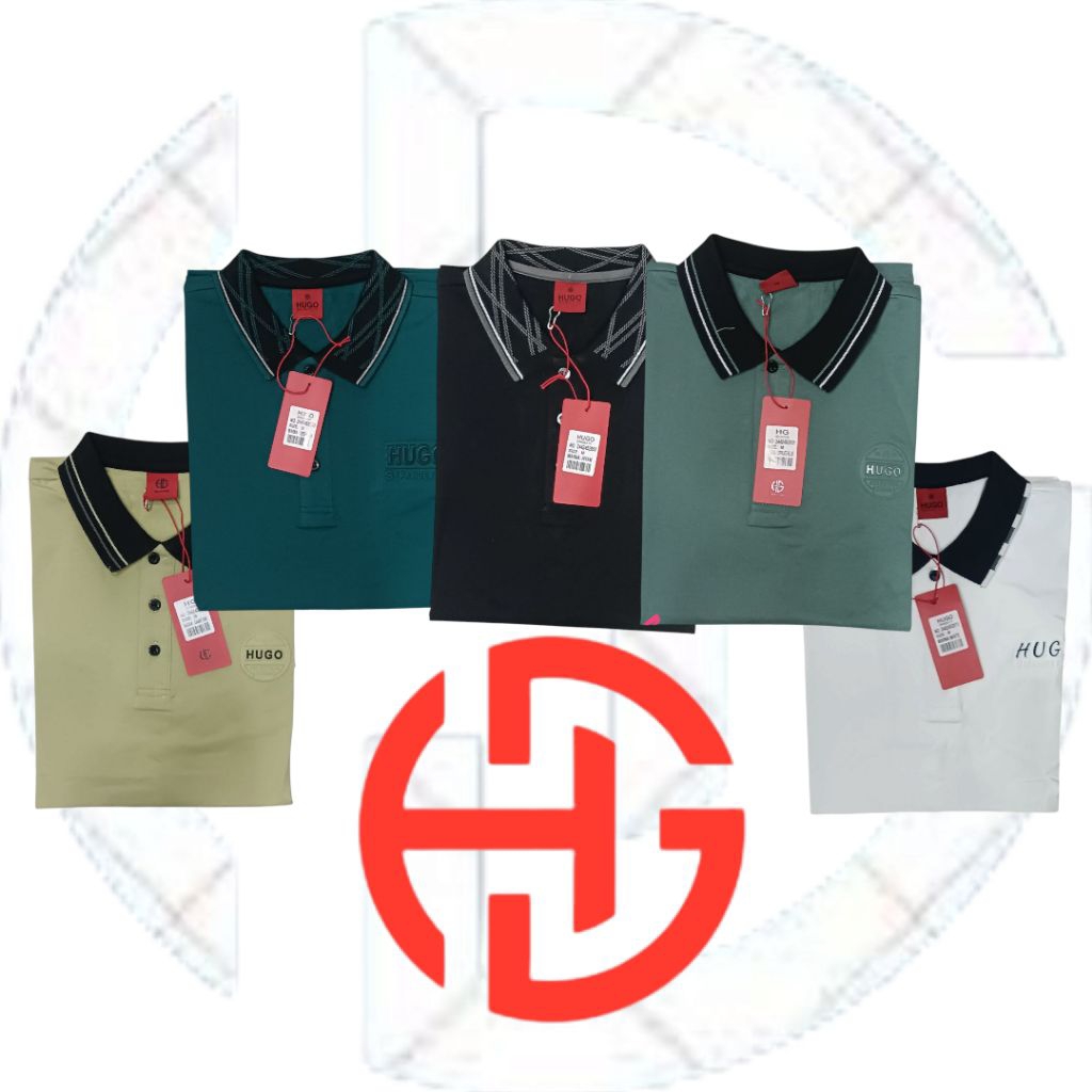 kaos hugo selection kerah spadex tebal 100℅ original