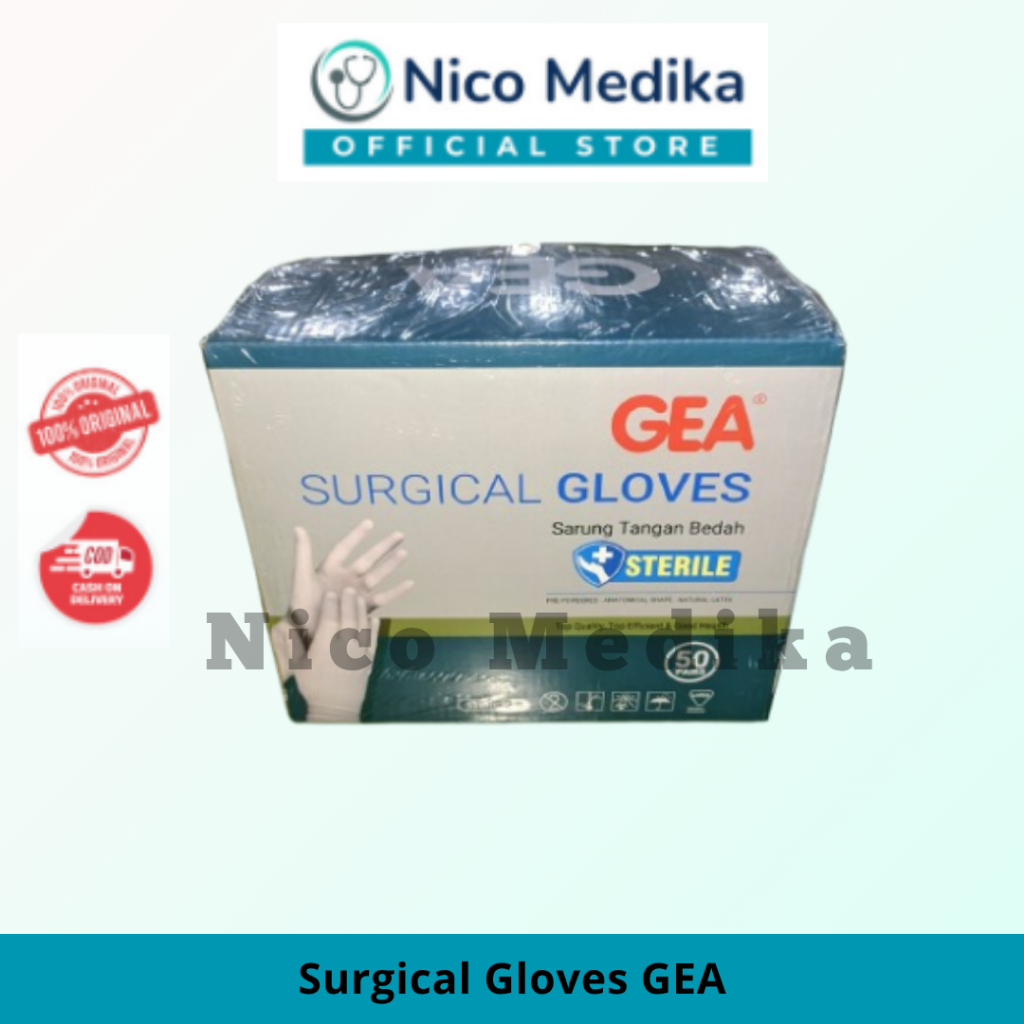 Sarung Tangan Steril Powder GEA - Handscoon GEA ukuran 6/6,5/7/7,5/8-box GEA