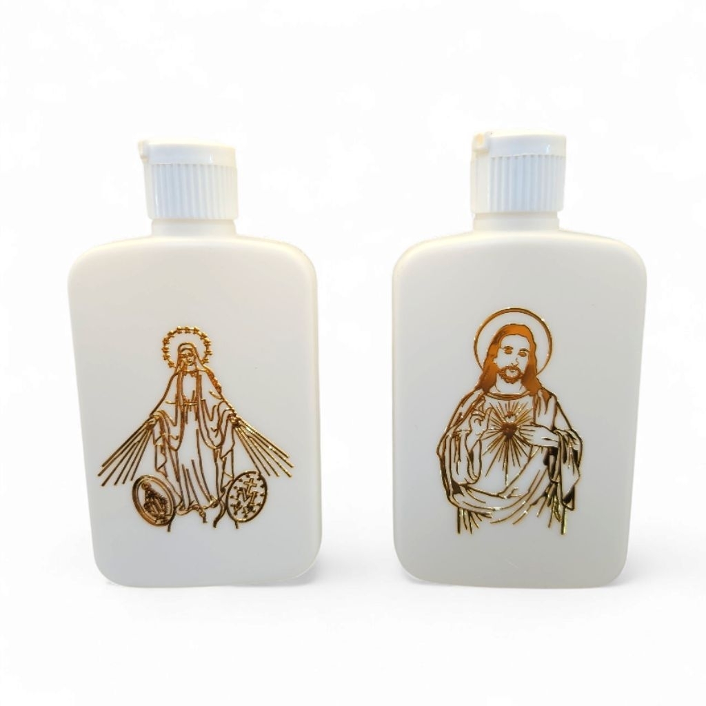 Botol Air Suci Plastik Maria & Yesus 12cm Golden Holy Bottle