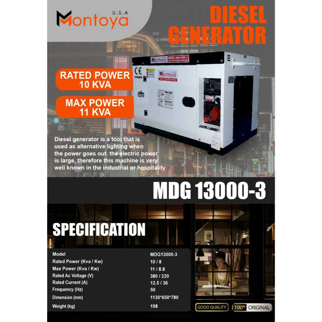 GENSET 10 KVA 3 PHASE MONTOYA MDG 13000-3