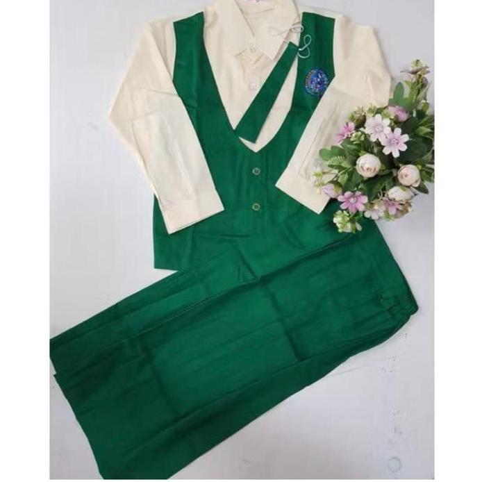 BAJU NASIONAL ROMPI LENGKET TK DAN PAUD WARNA HIJAU CREAM