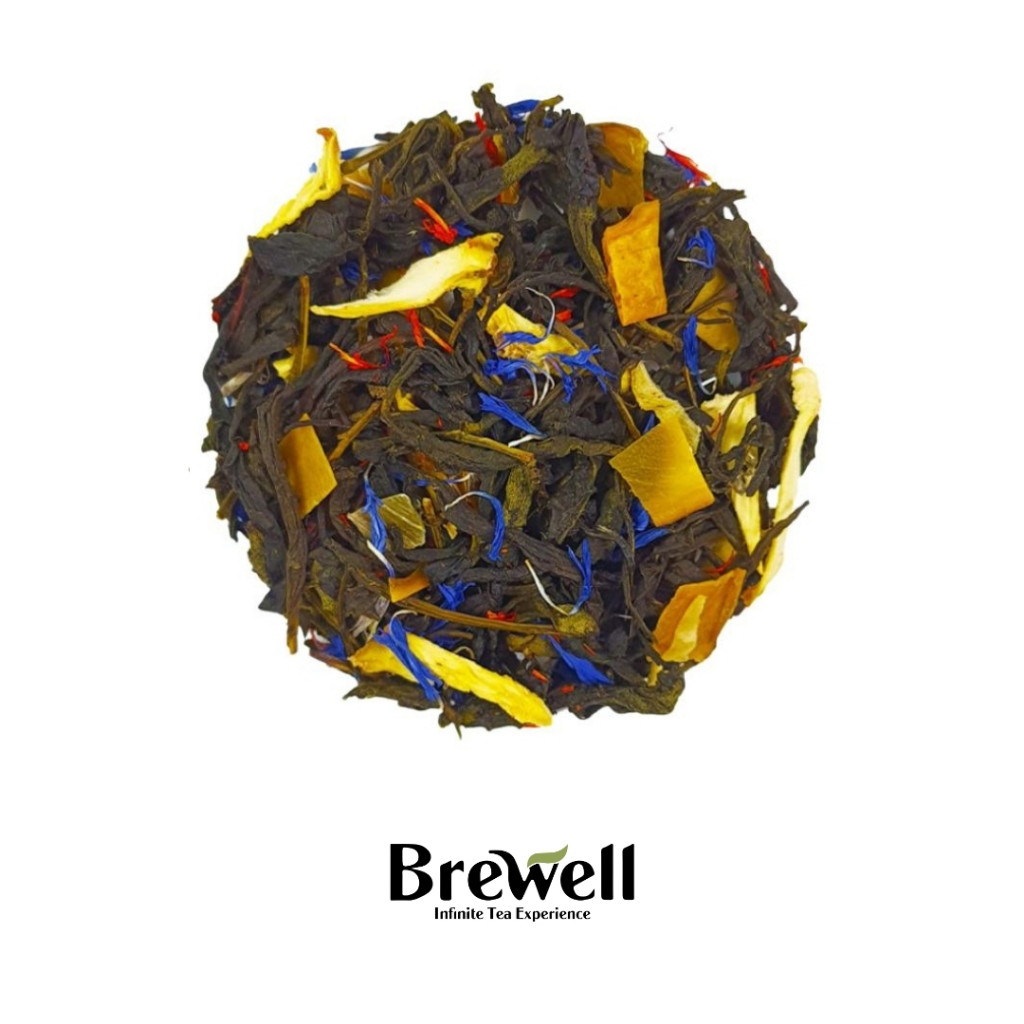 

Brewell | Tropical Green Tea Blend – Loose Tea | Teh Hijau Nanas Mangga | Green Tea Pineapple Mango | Premium Tea 250 Gram / 500 Gram
