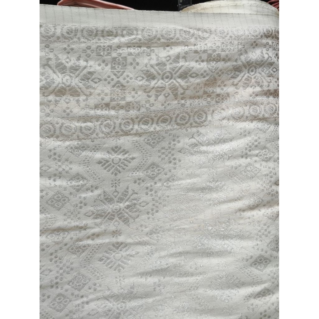 songket putih silver songket meteran (riject benang)