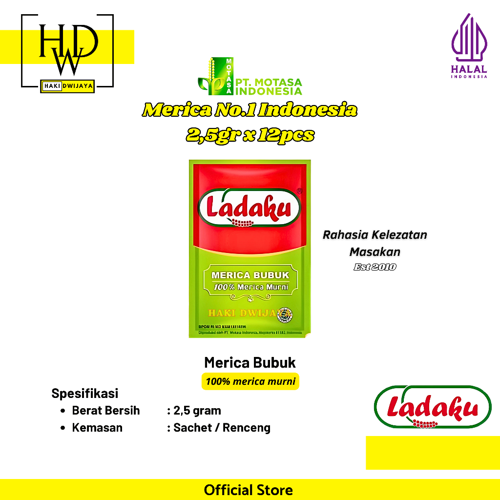

[12 Pcs] Ladaku Merica Bubuk Sachet 2,5gr