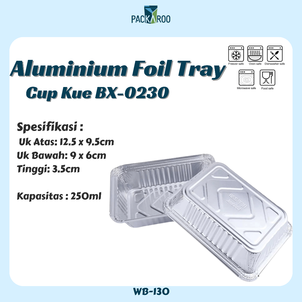 Alumunium Foil Cup Kotak 250ML BX-0230 + Tutup Mika / Cup Macaroni Schotel, Dimsum Mentai TERMURAH