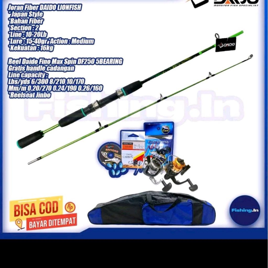 JORAN DAIDO LION FISH REEL BESI TAS PANCING PAKET LENGKAP SET JORAN