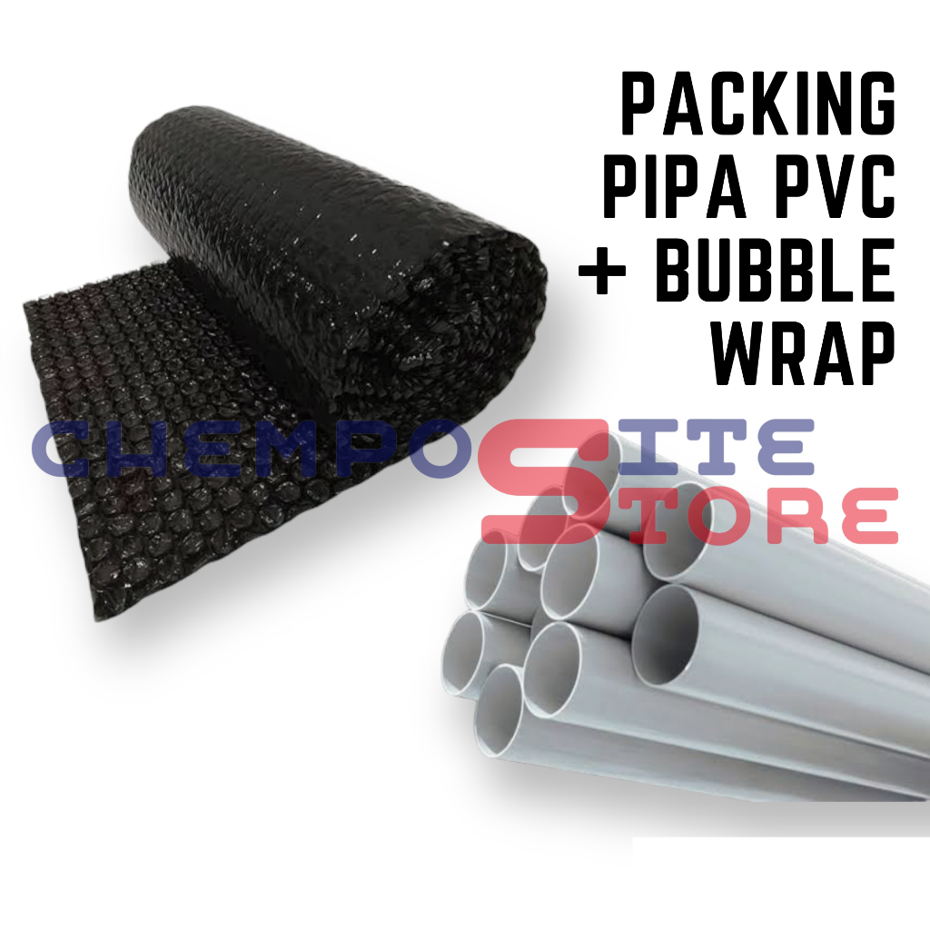 

Packing Pipa PVC + BUBBLE WRAP untuk barang kain / plastik meteran