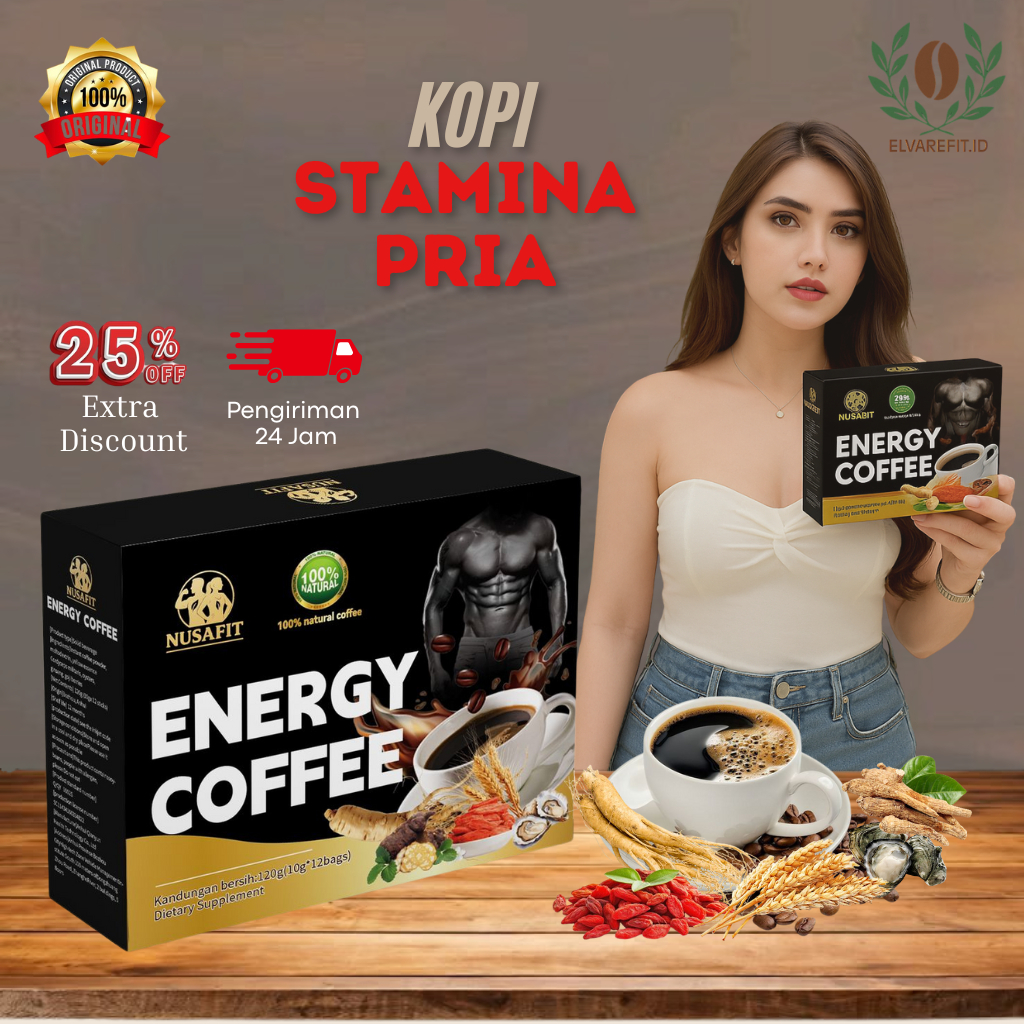 

[BISA COD + GRATIS ONGKIR ] KOPI ENERGY COFFEE | Kopi Hitam Minuman Penambah Stamina Energi Herbal Alami Ginseng Suplemen Pria Dewasa Tahan Lama Instant 1 Kotak/12 Sachet