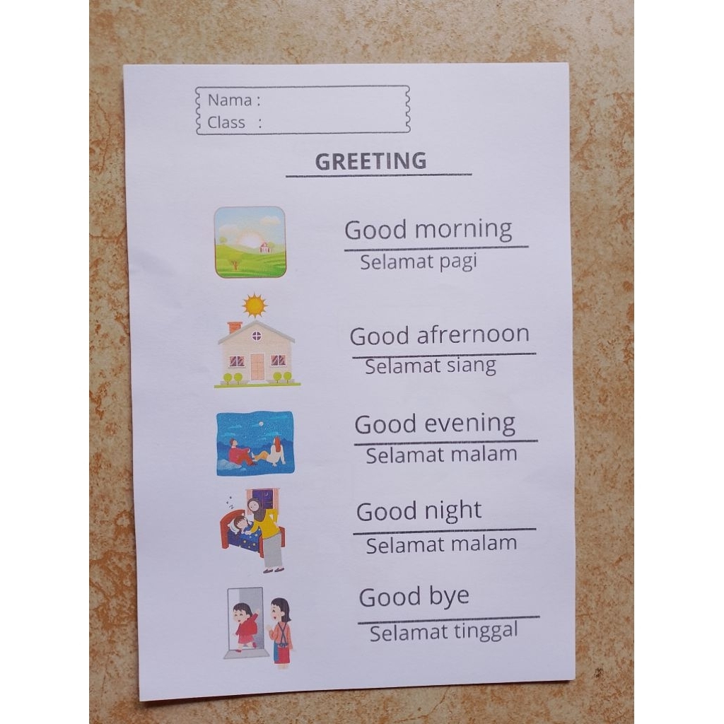 Worksheet Anak Bahasa Inggris vol.1