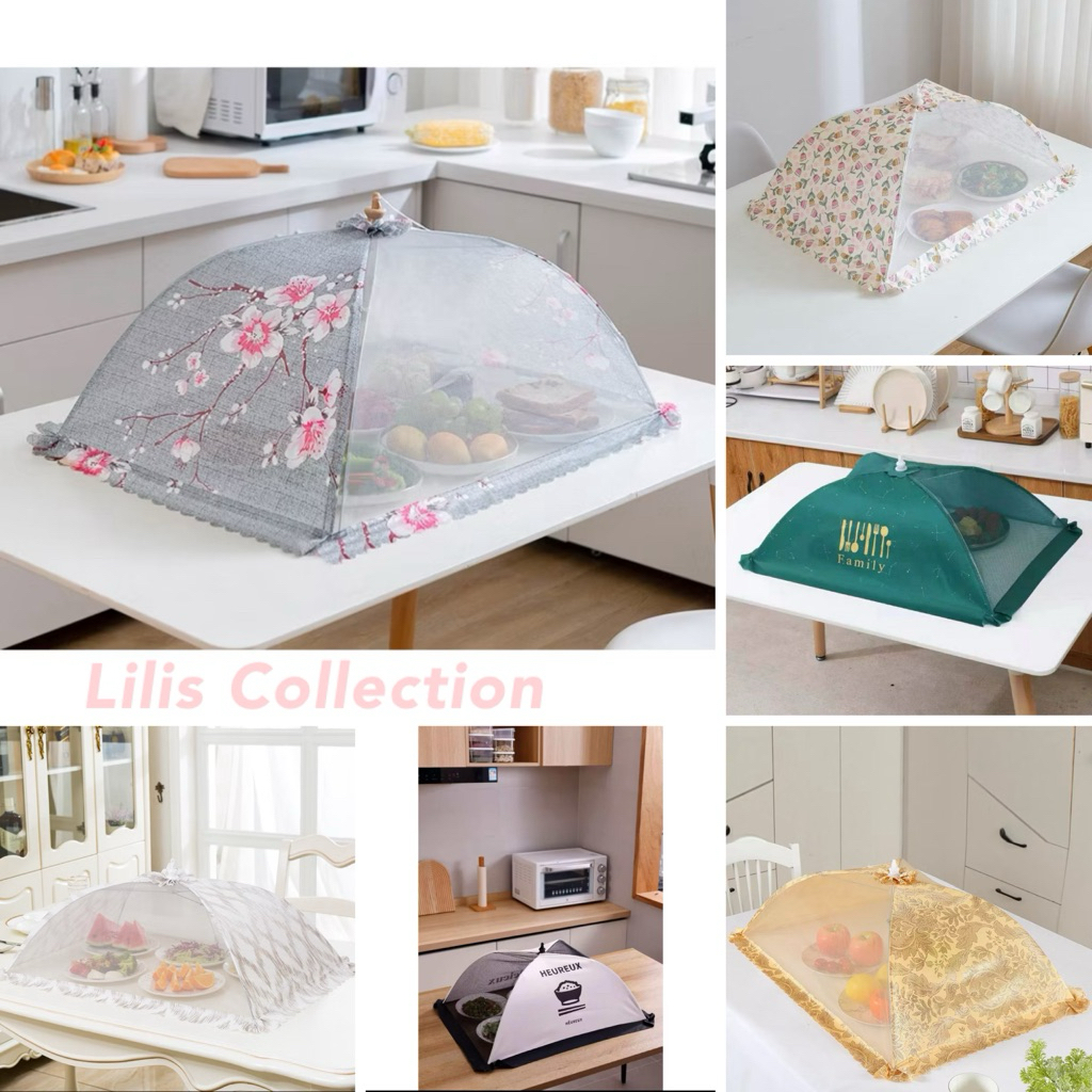 Tudung Saji Lipat Segi Empat / Food Cover Square / Shabby Jaring Penutup Pelindung Makanan