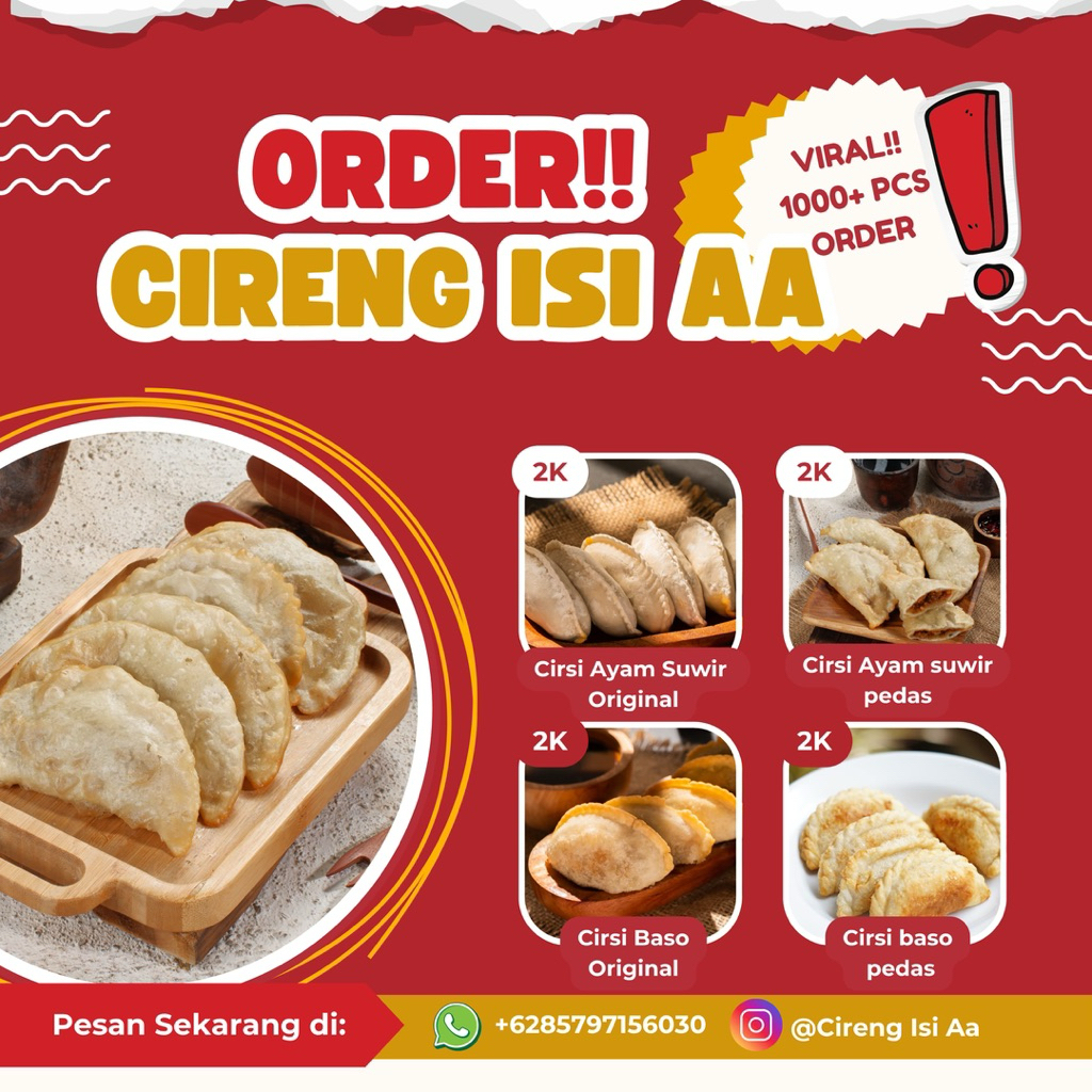 

Cireng Isi Aa Rasa ayam,bakso,jando,keju Harga Murah rasa gk murahan Cuman 2Rban