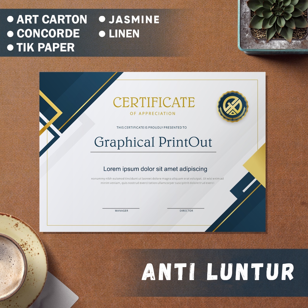 

Print Cetak Sertifikat Piagam Penghargaan / Piagam Lomba Ukuran A4