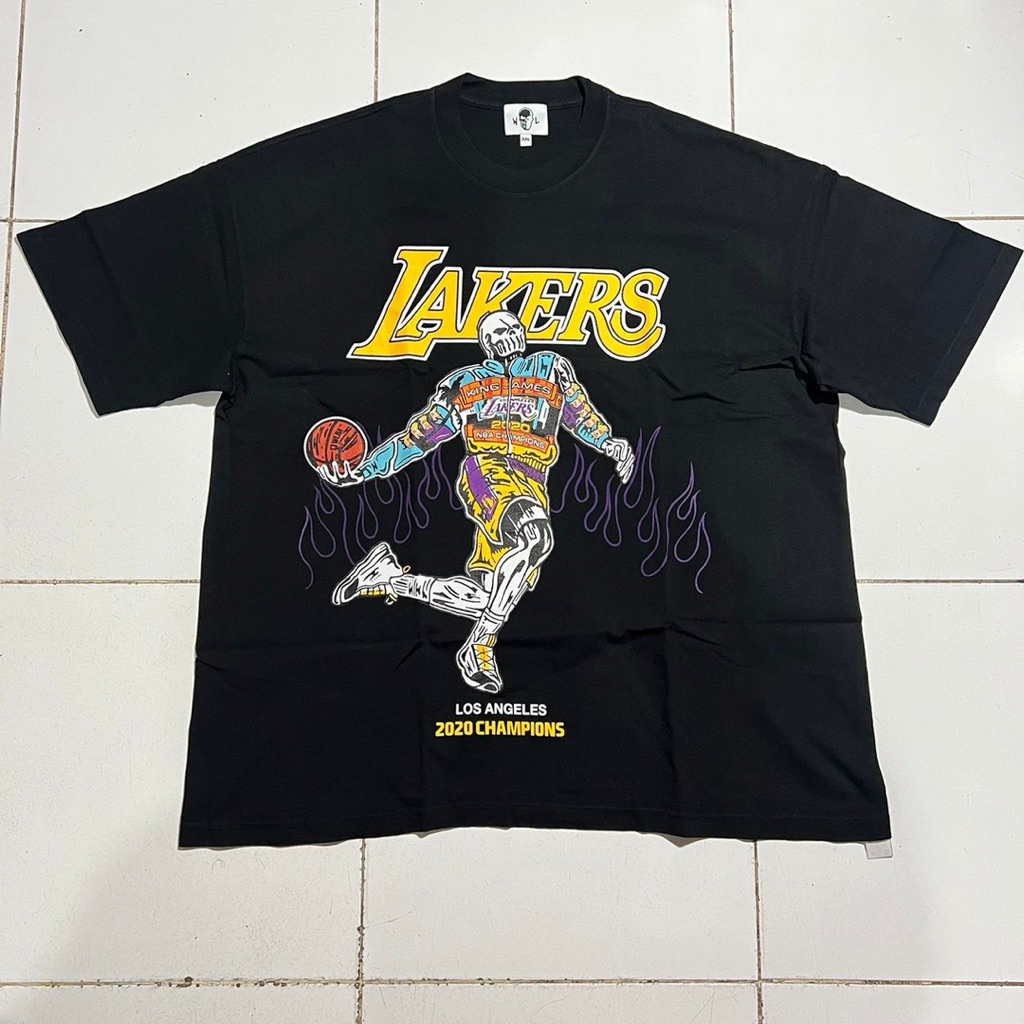 Warren Lotas Lakers 2020 black tee kaos original