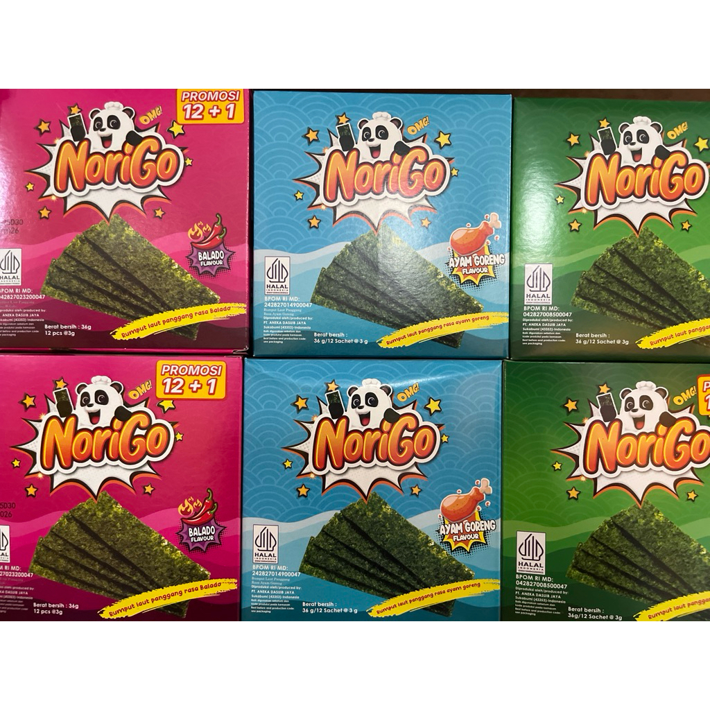 

Norigo - rumput laut panggang bervarian rasa isi (12pcs)